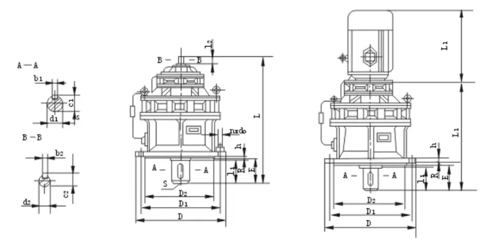 wormreducer-Cycloidal Gearbox-EP-BLE XLE Series Cycloidal Gearbox — Double Stage Vertical Flange-Mounted-drafts